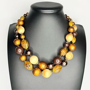 VTG 40’s Germany Beaded Wood 2 Tier Necklace